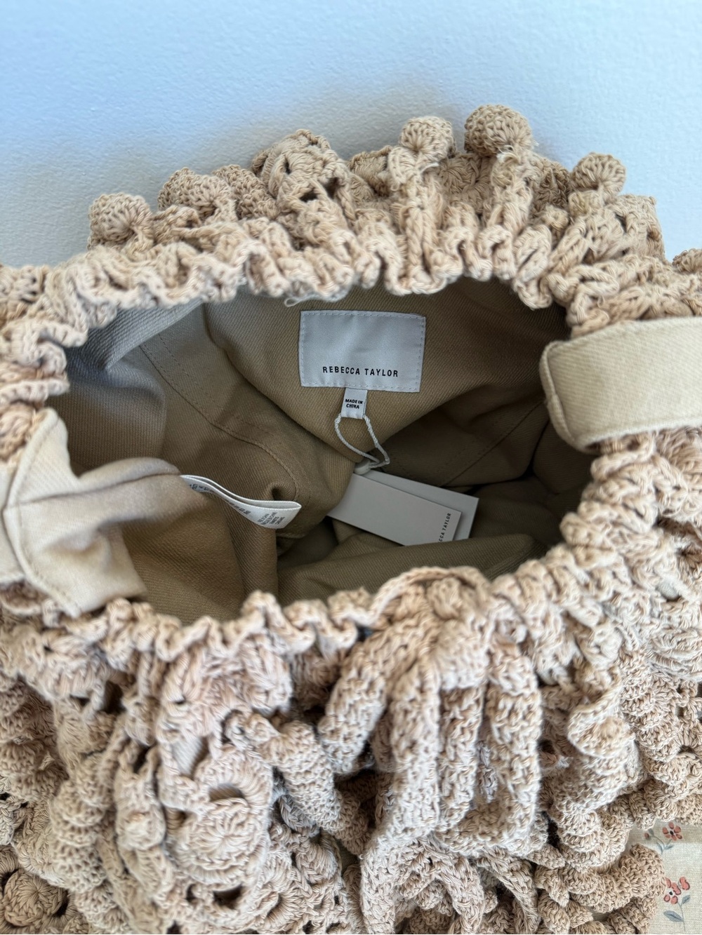 Rebecca Taylor Floral Crochet Jellyfish Bag NWT Goldenrod - Picture 14 of 16